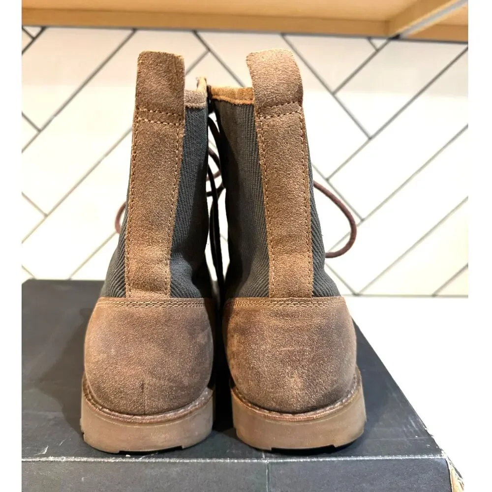 UGG Montgomery combat boots chestnut leather olive canvas upper sz 12